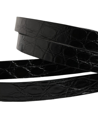 Ceinture Dolce &amp; Gabbana en cuir noir à double sangle et boucle argentée