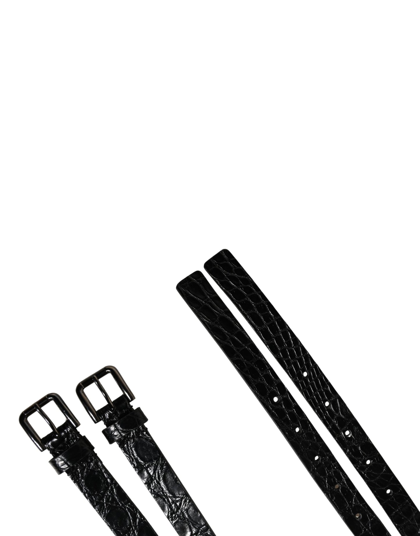 Ceinture Dolce &amp; Gabbana en cuir noir à double sangle et boucle argentée