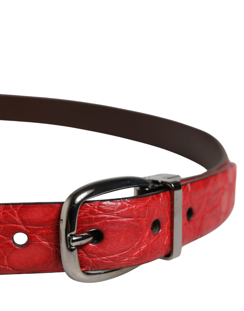 Ceinture Dolce &amp; Gabbana pour homme en cuir exotique rouge avec boucle en métal