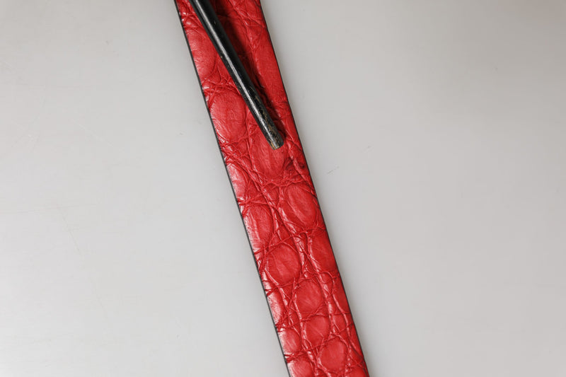 Ceinture Dolce &amp; Gabbana pour homme en cuir exotique rouge avec boucle en métal