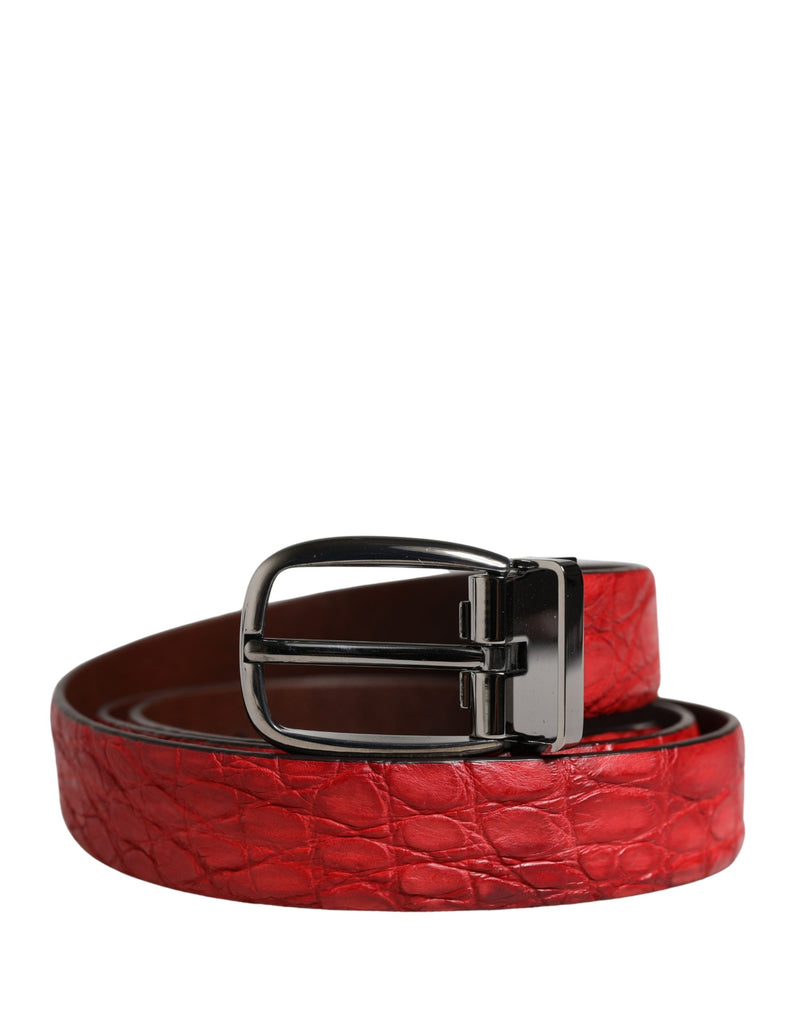 Ceinture Dolce &amp; Gabbana pour homme en cuir exotique rouge avec boucle en métal