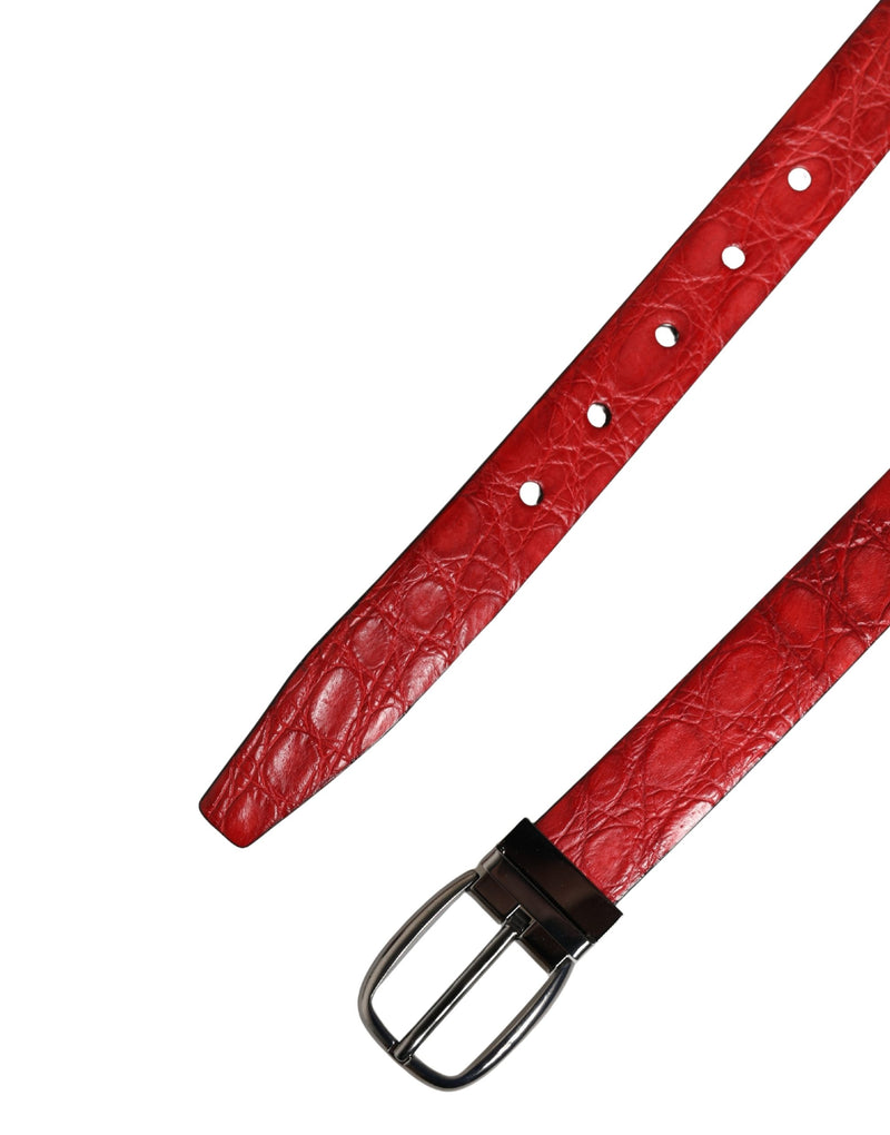 Ceinture Dolce &amp; Gabbana pour homme en cuir exotique rouge avec boucle en métal