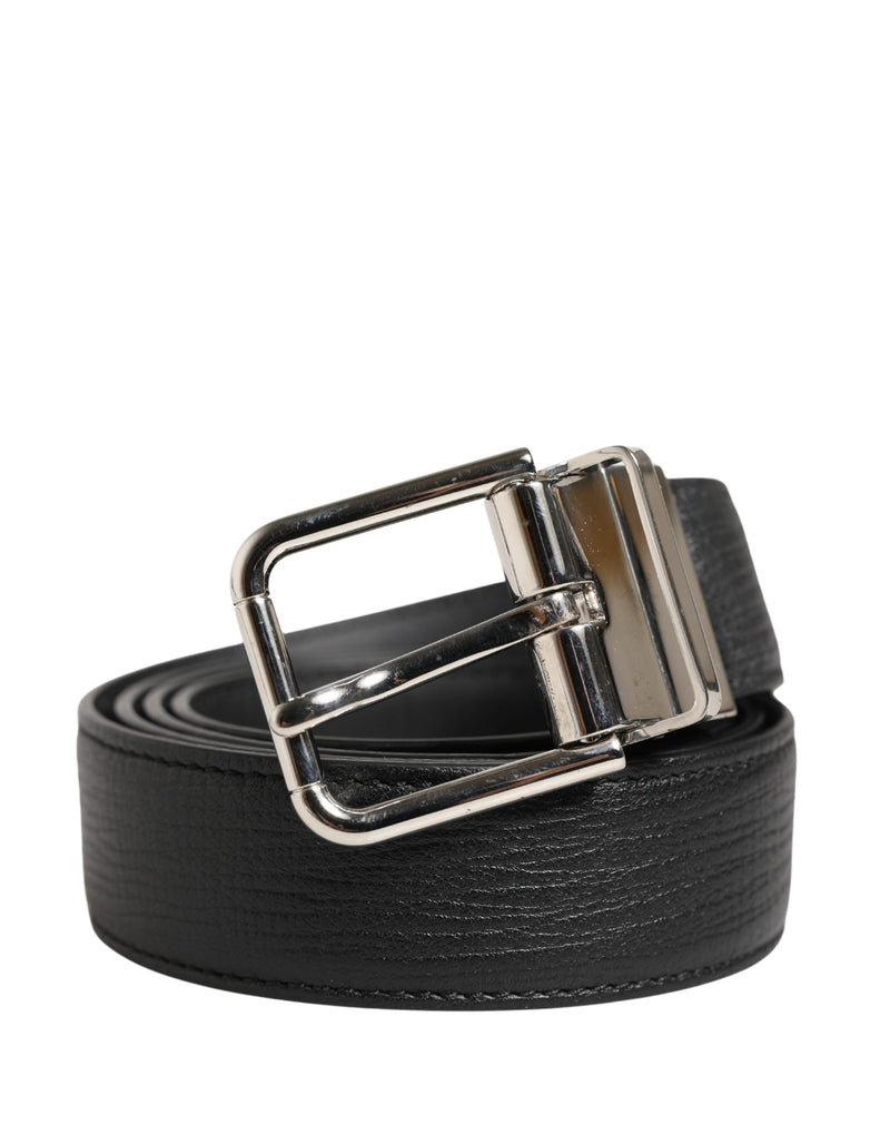 Ceinture Dolce &amp; Gabbana pour homme, en cuir noir classique avec boucle en métal