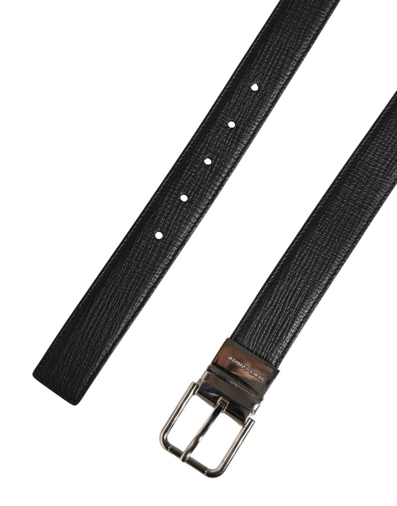 Ceinture Dolce &amp; Gabbana pour homme, en cuir noir classique avec boucle en métal