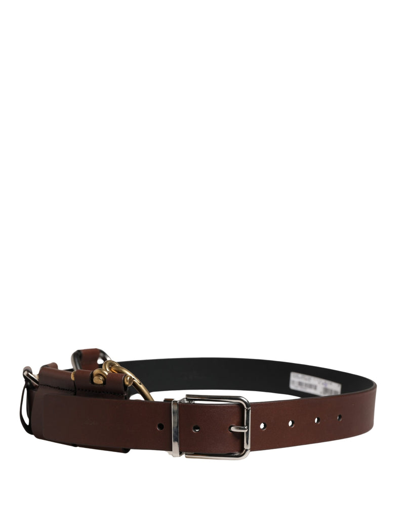 Ceinture Dolce &amp; Gabbana pour homme, en cuir marron classique avec boucle en métal