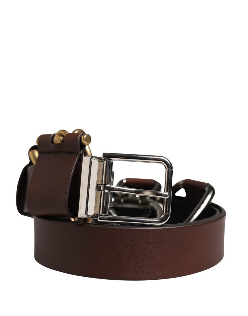 Ceinture Dolce &amp; Gabbana pour homme, en cuir marron classique avec boucle en métal