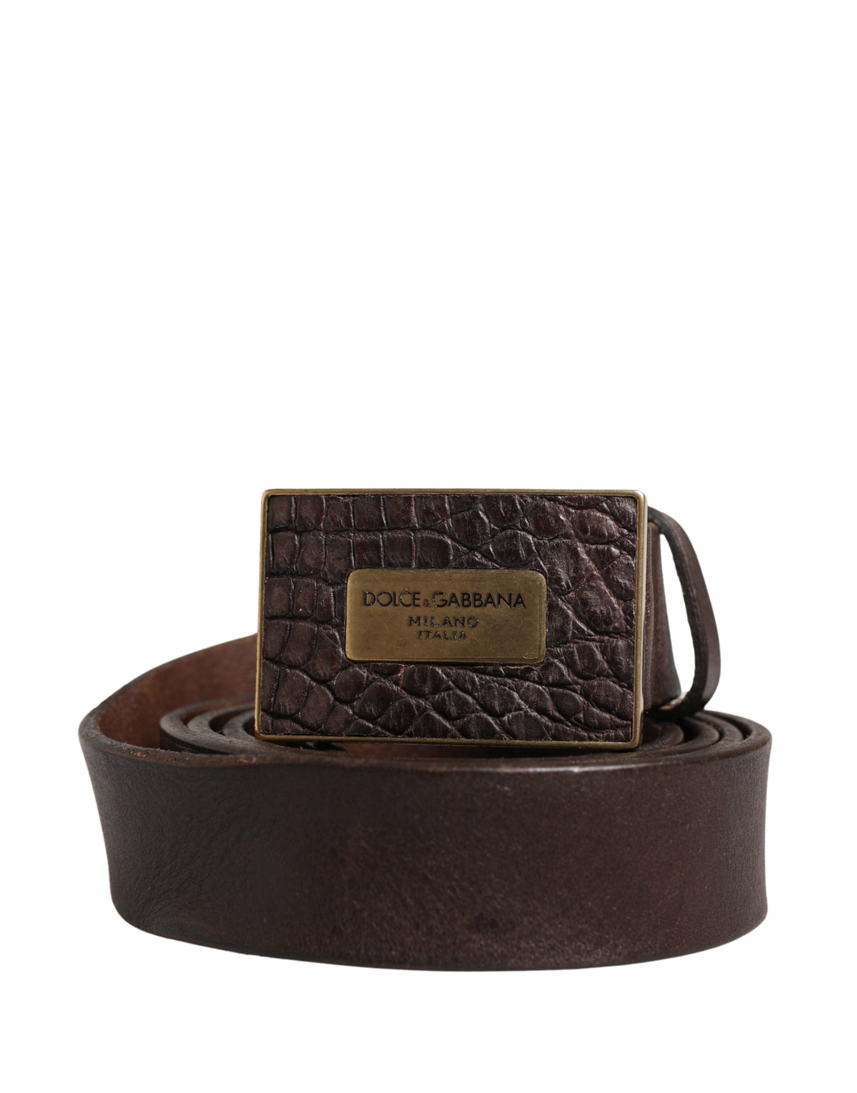 Ceinture Dolce &amp; Gabbana pour homme en cuir de veau marron avec logo et boucle métallique
