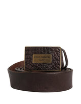 Ceinture Dolce &amp; Gabbana pour homme en cuir de veau marron avec logo et boucle métallique