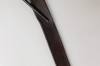 Ceinture Dolce &amp; Gabbana pour homme en cuir de veau marron avec logo et boucle métallique