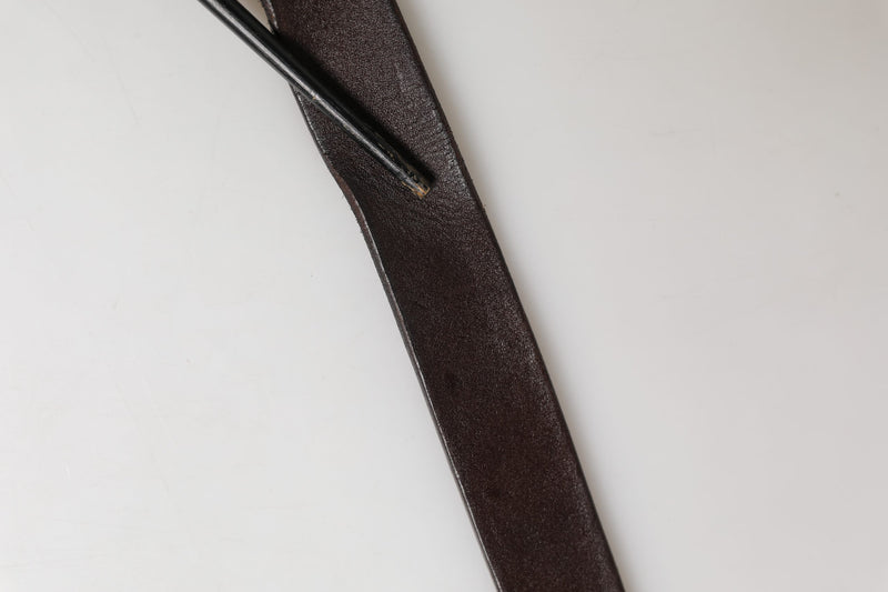 Ceinture Dolce &amp; Gabbana pour homme en cuir de veau marron avec logo et boucle métallique