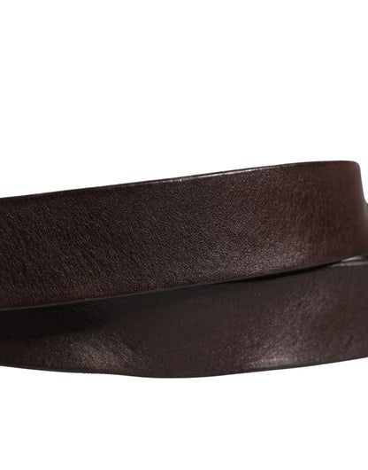 Ceinture Dolce &amp; Gabbana pour homme en cuir de veau marron avec logo et boucle métallique