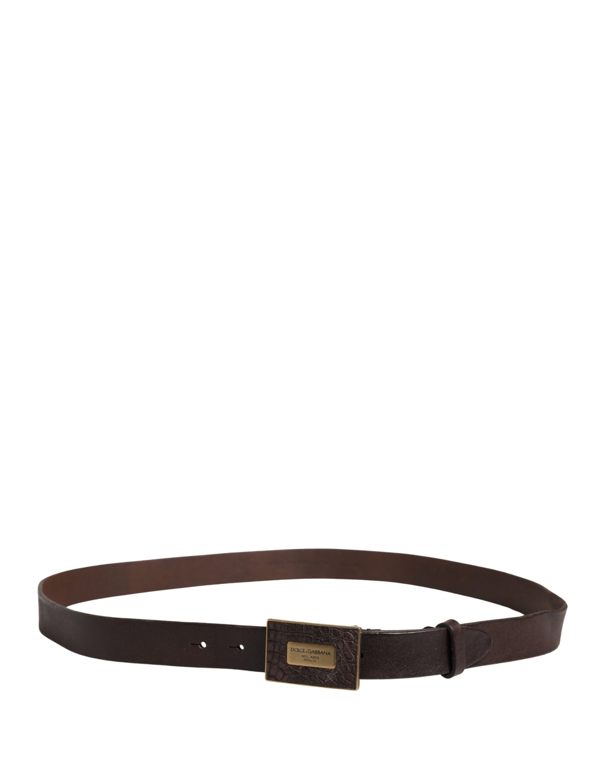 Ceinture Dolce &amp; Gabbana pour homme en cuir de veau marron avec logo et boucle métallique