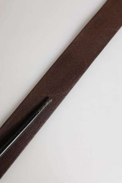 Ceinture Dolce &amp; Gabbana pour homme en cuir de veau marron avec logo et boucle métallique
