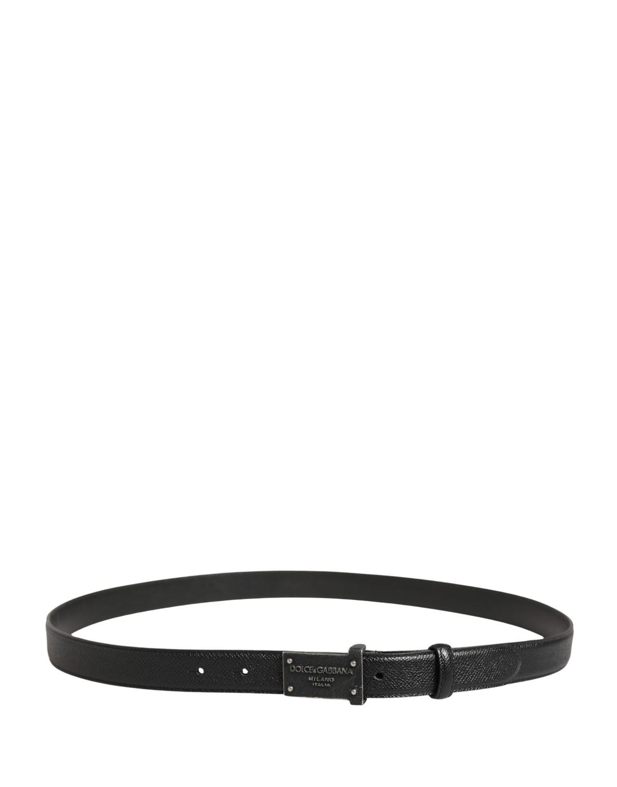 Ceinture Dolce &amp; Gabbana pour homme en cuir de veau noir avec logo et boucle métallique