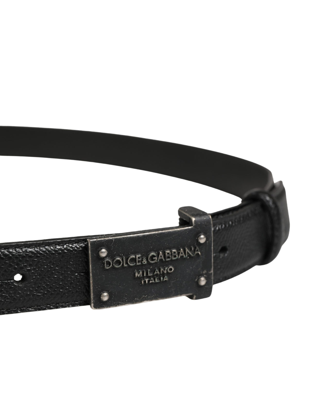Ceinture Dolce &amp; Gabbana pour homme en cuir de veau noir avec logo et boucle métallique