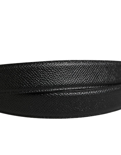 Ceinture Dolce &amp; Gabbana pour homme en cuir de veau noir avec logo et boucle métallique