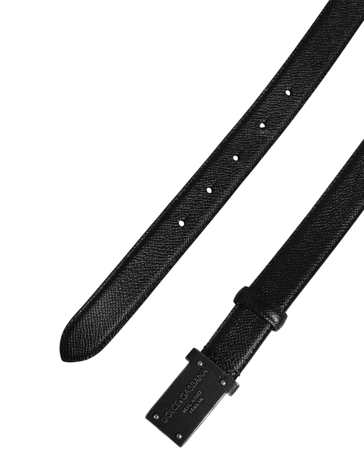 Ceinture Dolce &amp; Gabbana pour homme en cuir de veau noir avec logo et boucle métallique