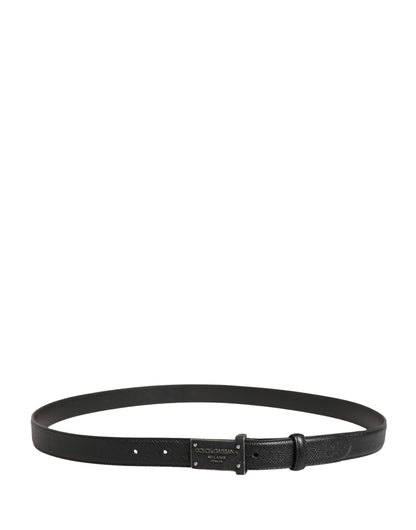 Ceinture Dolce &amp; Gabbana pour homme en cuir de veau noir avec logo et boucle métallique