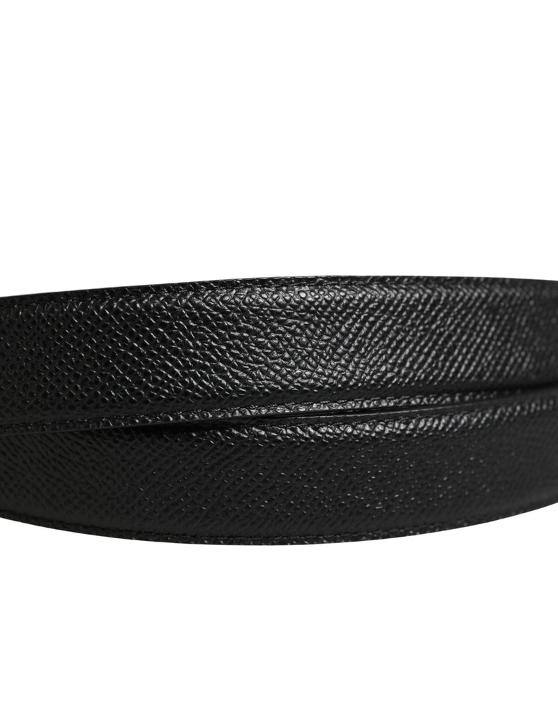 Ceinture Dolce &amp; Gabbana pour homme en cuir de veau noir avec logo et boucle métallique