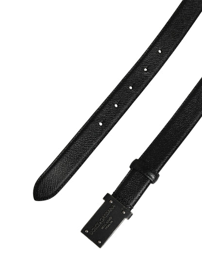 Ceinture Dolce &amp; Gabbana pour homme en cuir de veau noir avec logo et boucle métallique