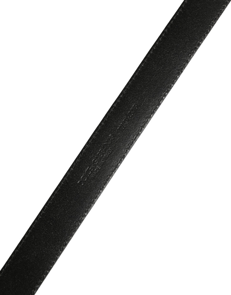 Ceinture Dolce &amp; Gabbana pour homme en cuir de veau noir avec logo et boucle métallique