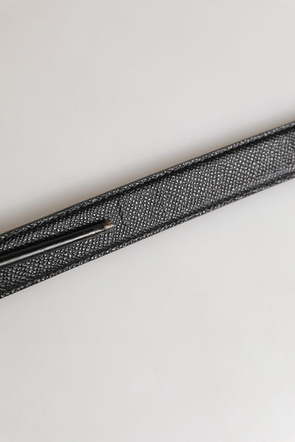 Ceinture Dolce &amp; Gabbana pour homme en cuir de veau noir avec logo et boucle métallique