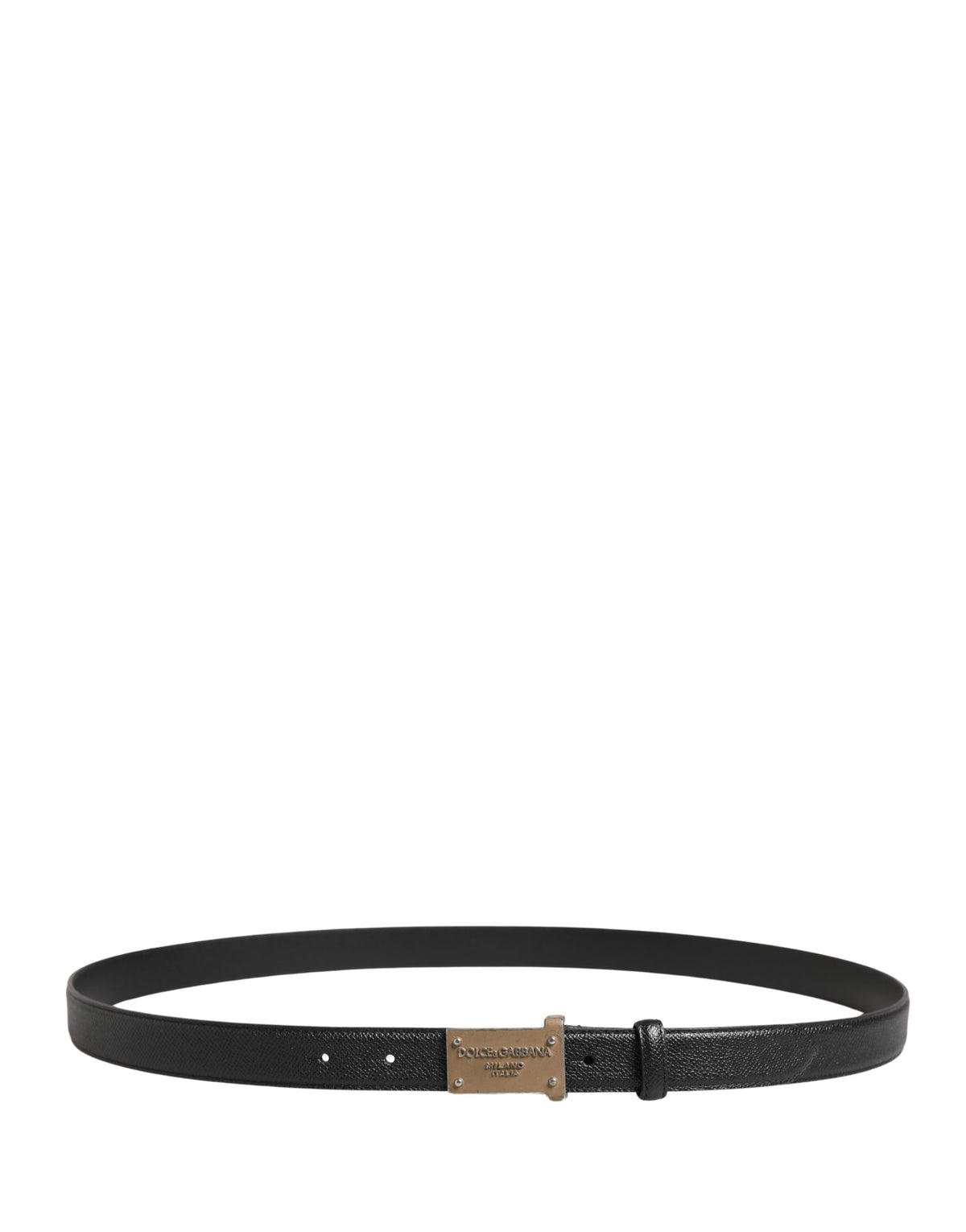 Ceinture Dolce &amp; Gabbana pour homme en cuir de veau noir avec logo et boucle métallique