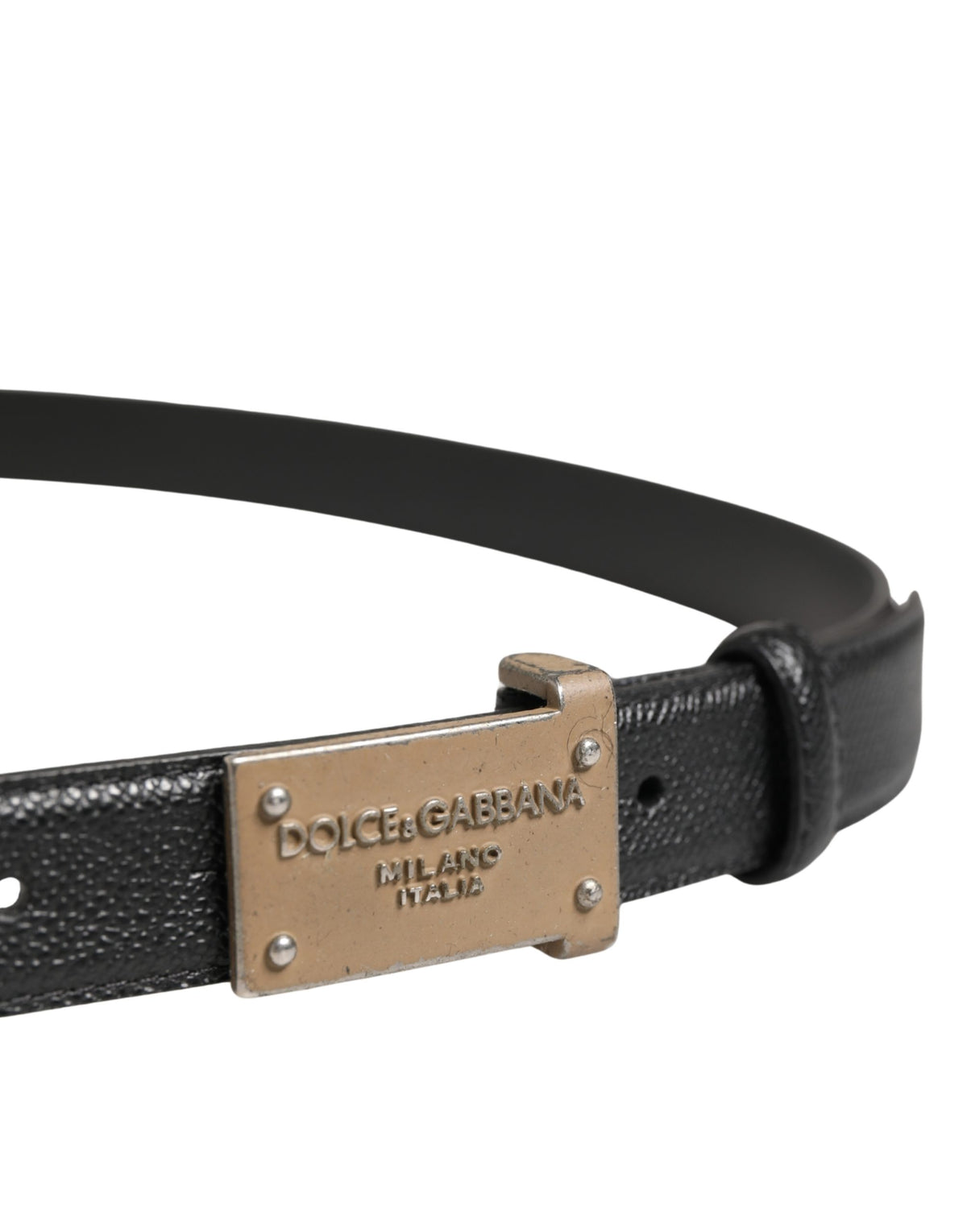 Ceinture Dolce &amp; Gabbana pour homme en cuir de veau noir avec logo et boucle métallique