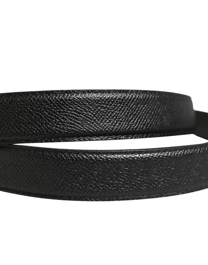 Ceinture Dolce &amp; Gabbana pour homme en cuir de veau noir avec logo et boucle métallique