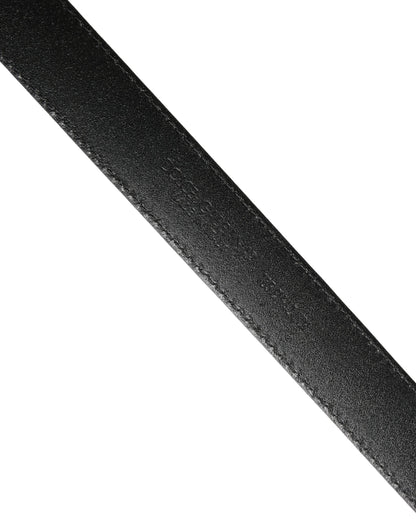 Ceinture Dolce &amp; Gabbana pour homme en cuir de veau noir avec logo et boucle métallique