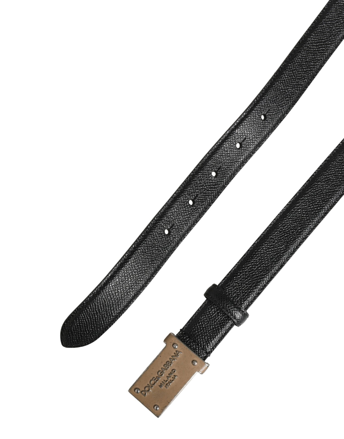 Ceinture Dolce &amp; Gabbana pour homme en cuir de veau noir avec logo et boucle métallique