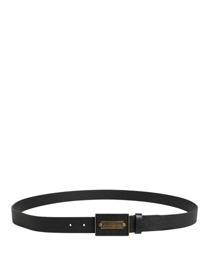 Ceinture Dolce &amp; Gabbana pour homme en cuir de veau noir avec boucle en métal