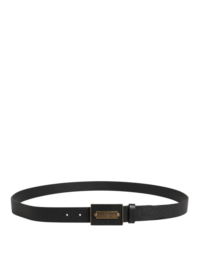 Ceinture Dolce &amp; Gabbana pour homme en cuir de veau noir avec boucle en métal