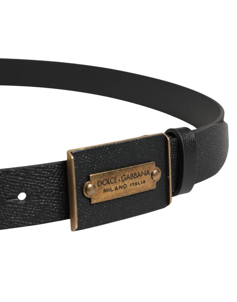 Ceinture Dolce &amp; Gabbana pour homme en cuir de veau noir avec boucle en métal