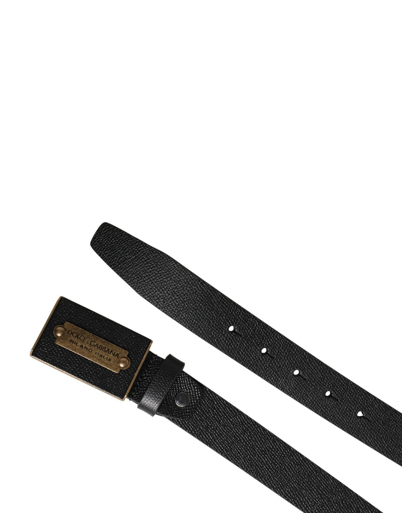 Ceinture Dolce &amp; Gabbana pour homme en cuir de veau noir avec boucle en métal