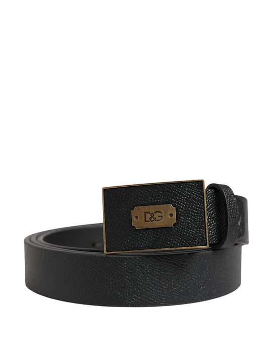 Dolce & Gabbana Heren Zwarte Klassieke Leren Riem met Logo Gesp