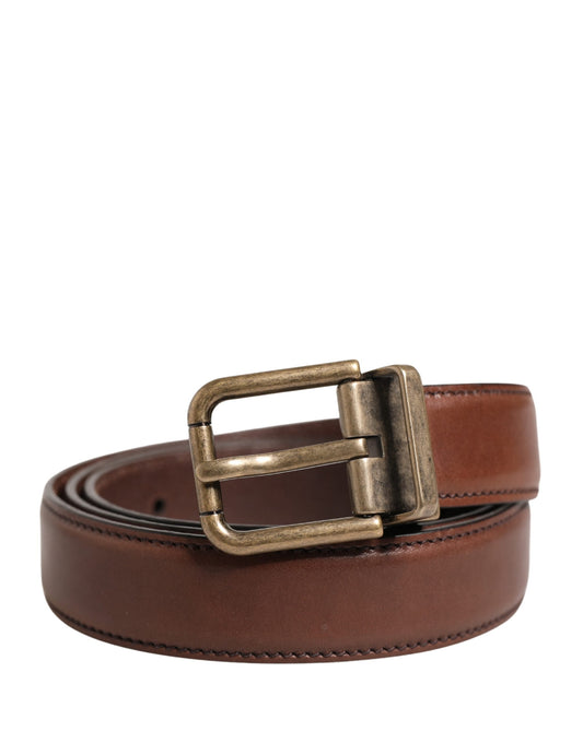 Dolce & Gabbana Heren Bruine Klassieke Leren Metalen Gesp Riem