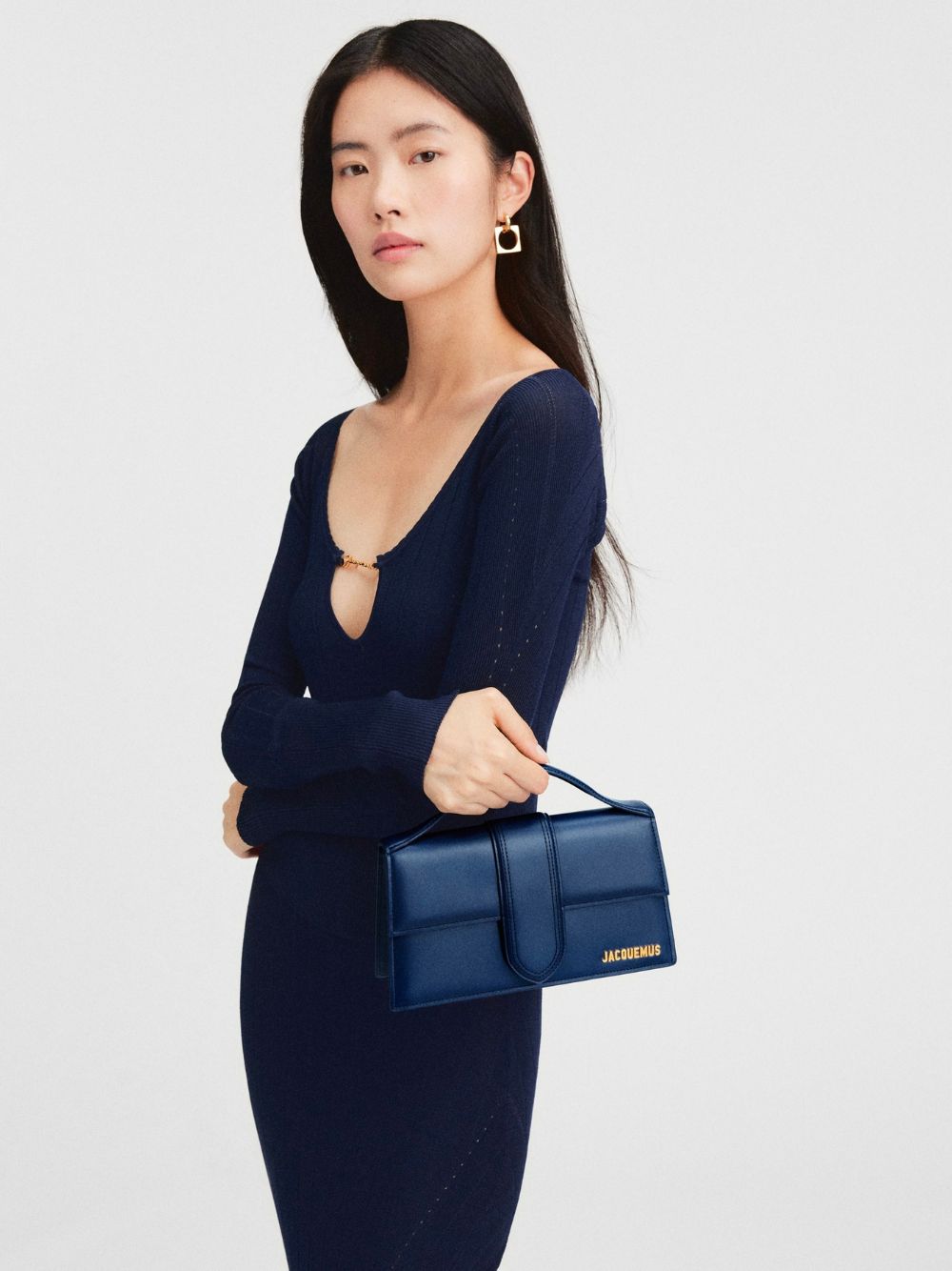 Jacquemus Le Grand Bambino Dark Navy Leather Handbag