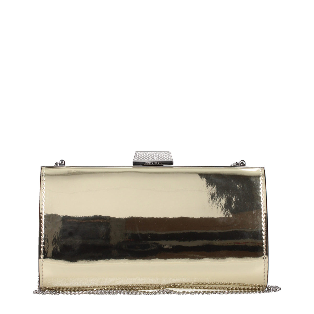 Jimmy Choo Zahra Gold Leather Clutch Bag - Elegant & Versatile