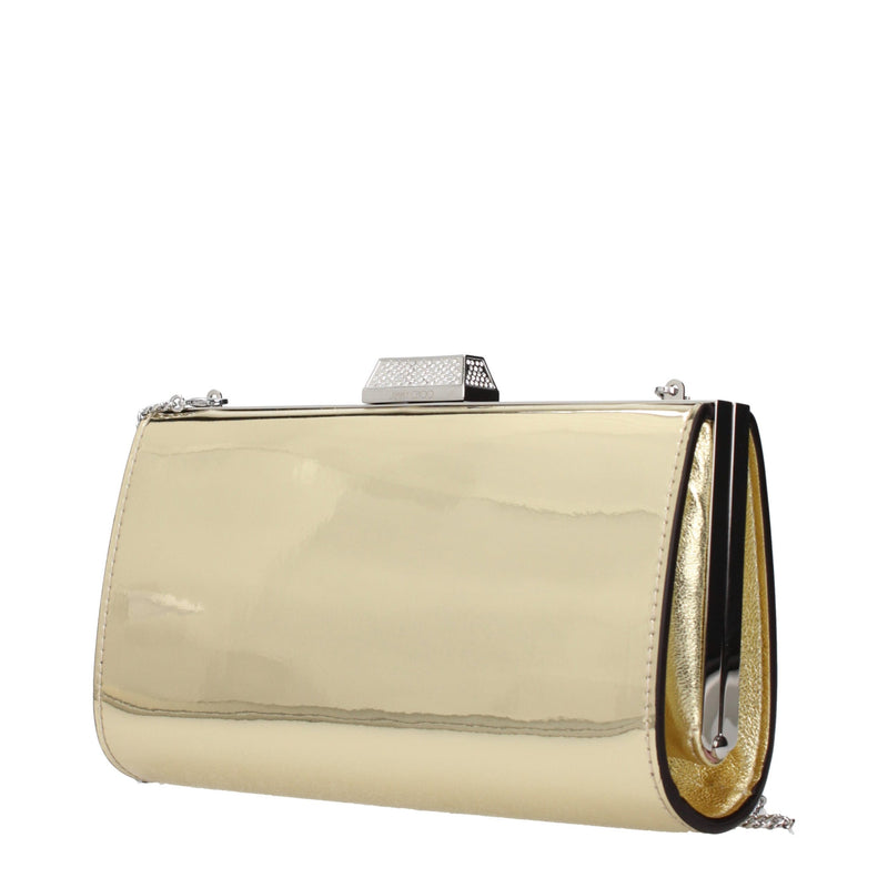 Jimmy Choo Zahra Gold Leather Clutch Bag - Elegant & Versatile