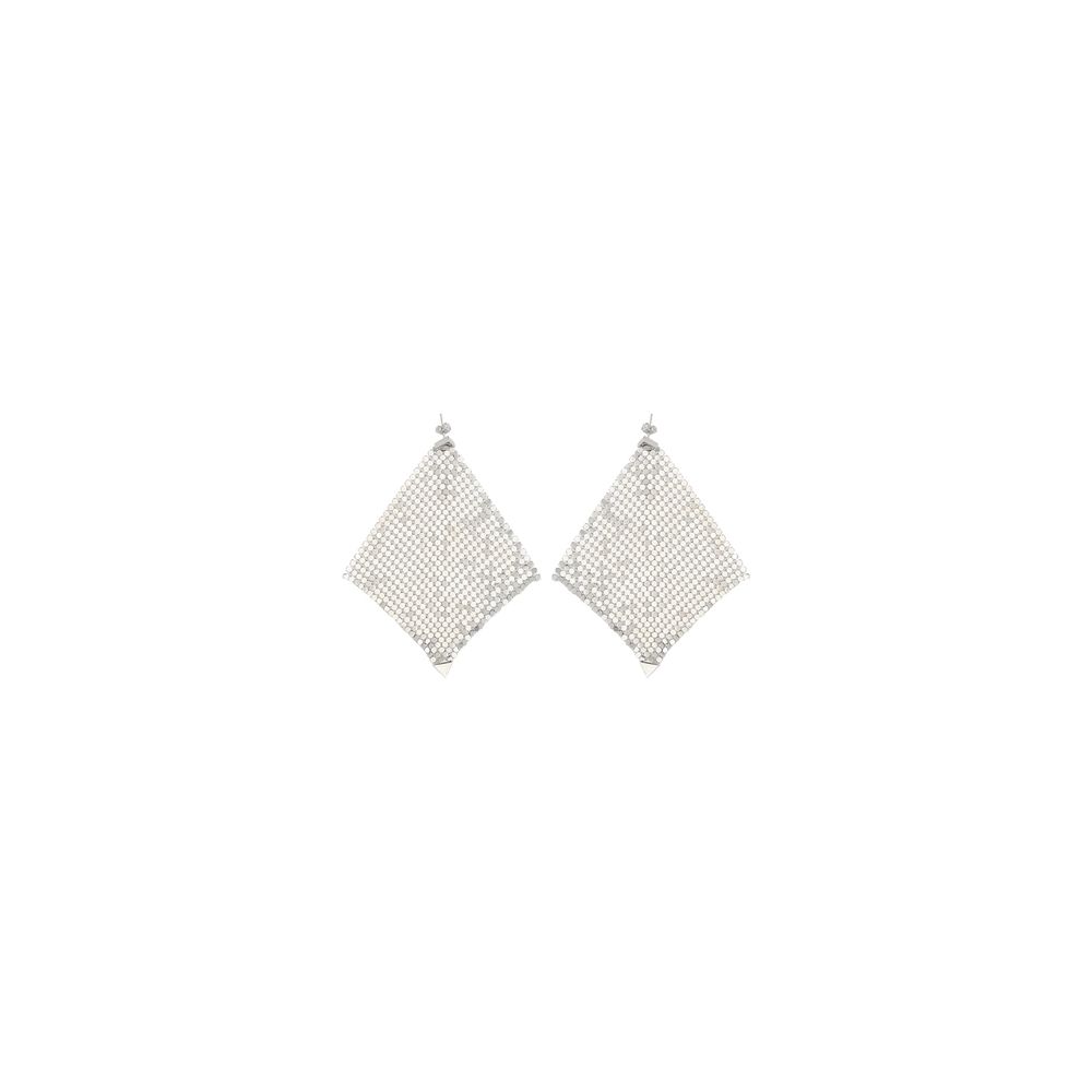 Rabanne Pixel Chainmail Silver Brass Earrings - Elegant Design