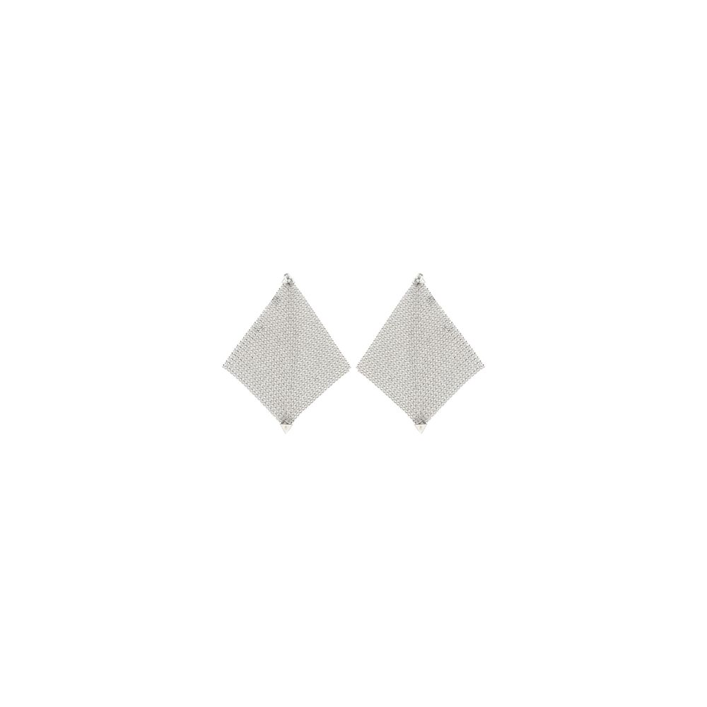 Rabanne Pixel Chainmail Silver Brass Earrings - Elegant Design