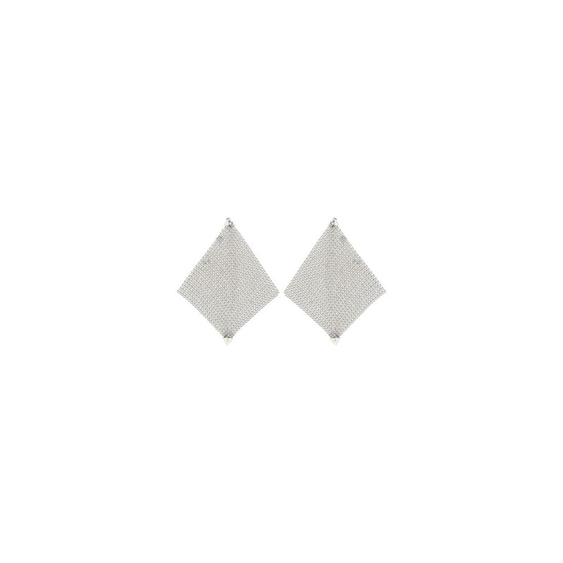 Rabanne Pixel Chainmail Silver Brass Earrings