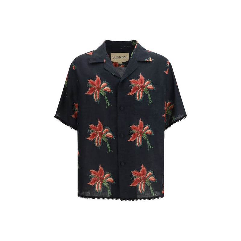 Valentino Black Linen Pattern Shirt - SS26