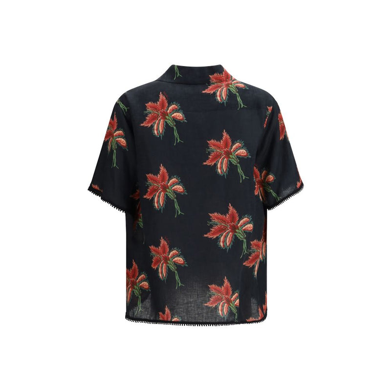 Valentino Black Linen Pattern Shirt - SS26