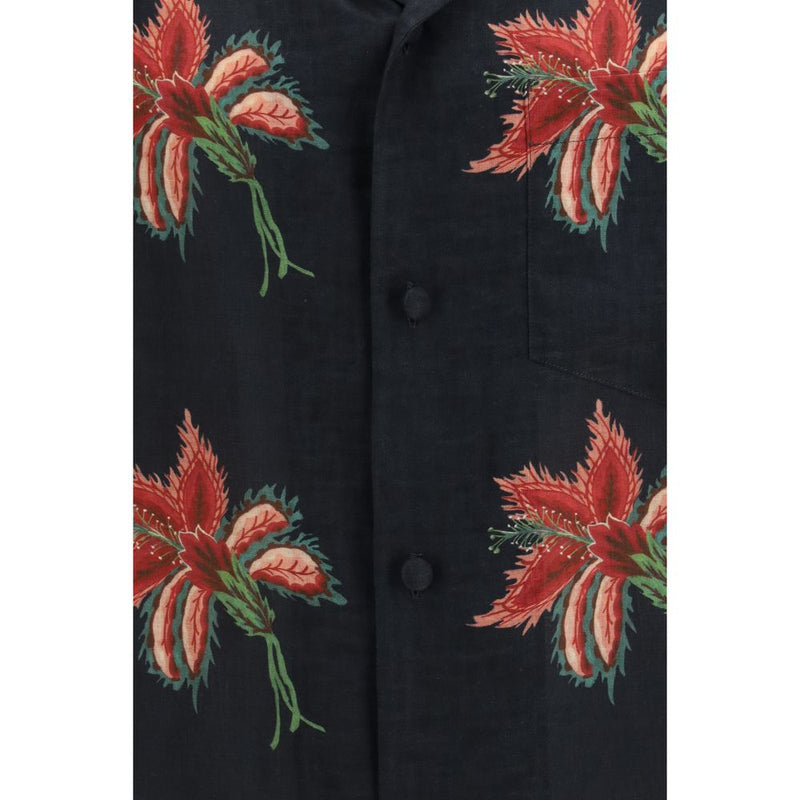 Valentino Black Linen Pattern Shirt - SS26