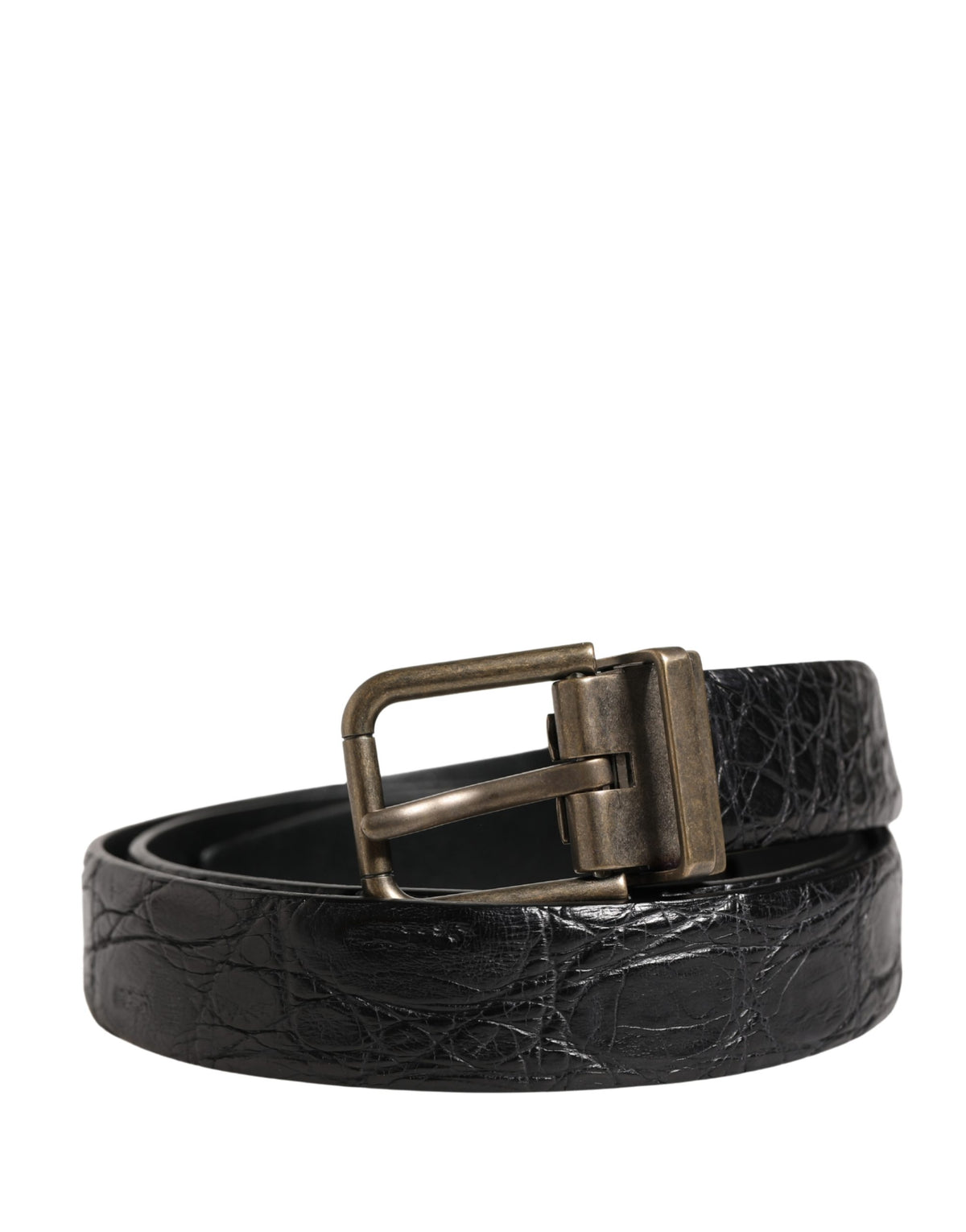 Ceinture Dolce &amp; Gabbana pour homme en cuir exotique noir avec boucle en métal