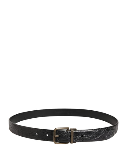 Ceinture Dolce &amp; Gabbana pour homme en cuir exotique noir avec boucle en métal