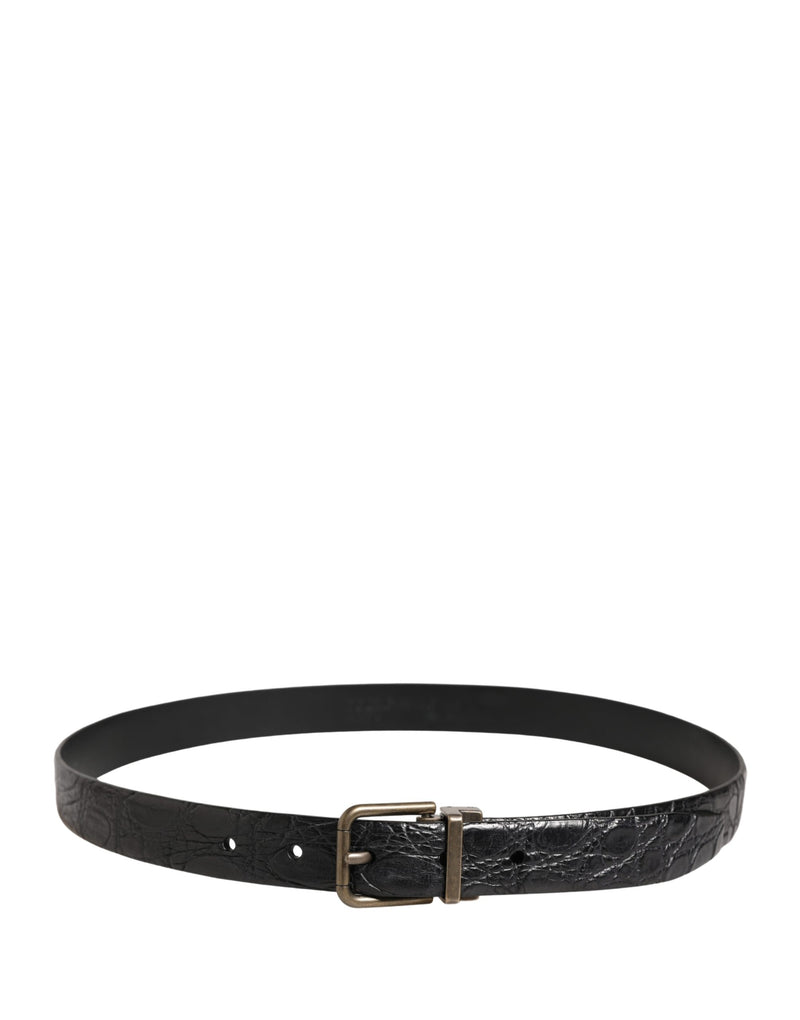 Ceinture Dolce &amp; Gabbana pour homme en cuir exotique noir avec boucle en métal