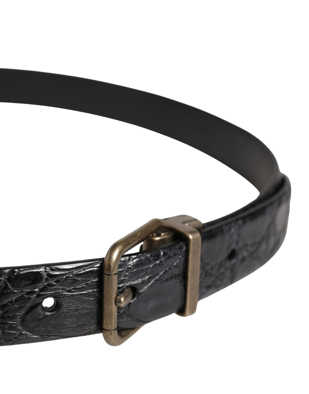 Ceinture Dolce &amp; Gabbana pour homme en cuir exotique noir avec boucle en métal